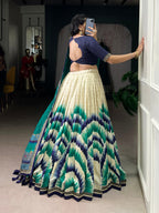 Lorenvalley Fashion Multicolor Tasar Silk Tie and Dye Print with Lace Touch Up Lehenga Choli with Dupatta - Distacart