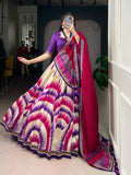 Lorenvalley Fashion Multicolor Tasar Silk Tie and Dye Print with Lace Touch Up Lehenga Choli with Dupatta - Distacart
