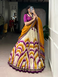 Lorenvalley Fashion Multicolor Tasar Silk Tie and Dye Print with Lace Touch Up Lehenga Choli with Dupatta - Distacart