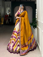 Lorenvalley Fashion Multicolor Tasar Silk Tie and Dye Print with Lace Touch Up Lehenga Choli with Dupatta - Distacart