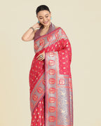 Monjolika Fashion Pink Color Weaving Banarasi Silktraditional Saree - Distacart