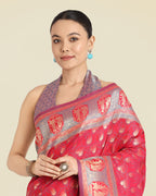 Monjolika Fashion Pink Color Weaving Banarasi Silktraditional Saree - Distacart