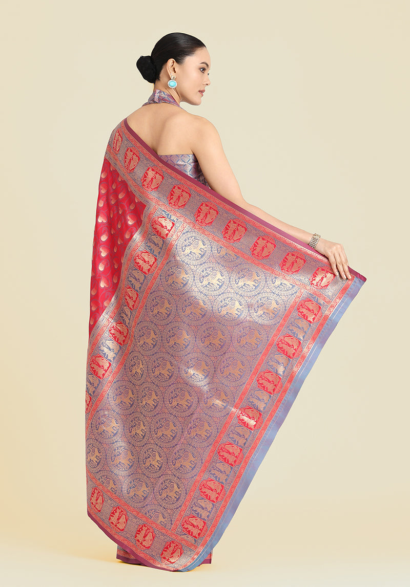 Monjolika Fashion Pink Color Weaving Banarasi Silktraditional Saree - Distacart
