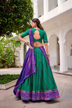 Evanik Green Tassa Silk With Bandhej Print Lehenga Choli - Distacart