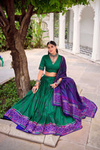 Evanik Green Tassa Silk With Bandhej Print Lehenga Choli - Distacart
