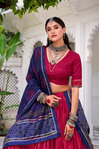 Lorenvalley Fashion Pink Tasar Silk Bandhej Print With Gotta Patti Lace Touch Up Lehenga Choli with Dupatta - Distacart