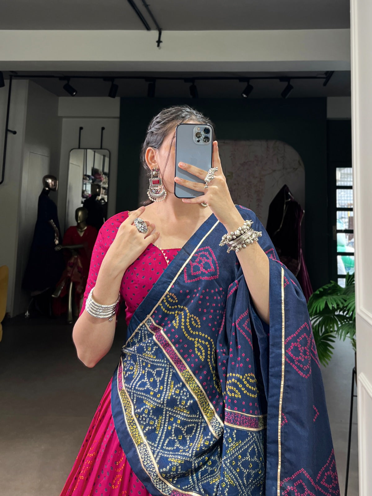 Lorenvalley Fashion Pink Tasar Silk Bandhej Print With Gotta Patti Lace Touch Up Lehenga Choli with Dupatta
