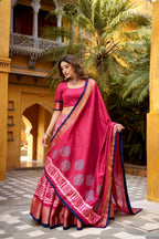 Lorenvalley Fashion Gajari Dola Silk Batik Print with Zari Weaving Work Lehenga Choli with Dupatta - Distacart