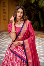 Lorenvalley Fashion Gajari Dola Silk Batik Print with Zari Weaving Work Lehenga Choli with Dupatta - Distacart