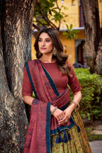 Lorenvalley Fashion Multicolor Vichitra Silk Printed Lehenga Choli with Dupatta - Distacart