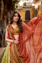 Lorenvalley Fashion Multicolor Vichitra Silk Printed Lehenga Choli with Dupatta - Distacart