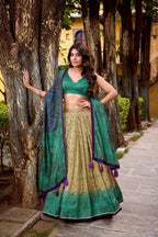 Lorenvalley Fashion Multicolor Vichitra Silk Printed Lehenga Choli with Dupatta - Distacart
