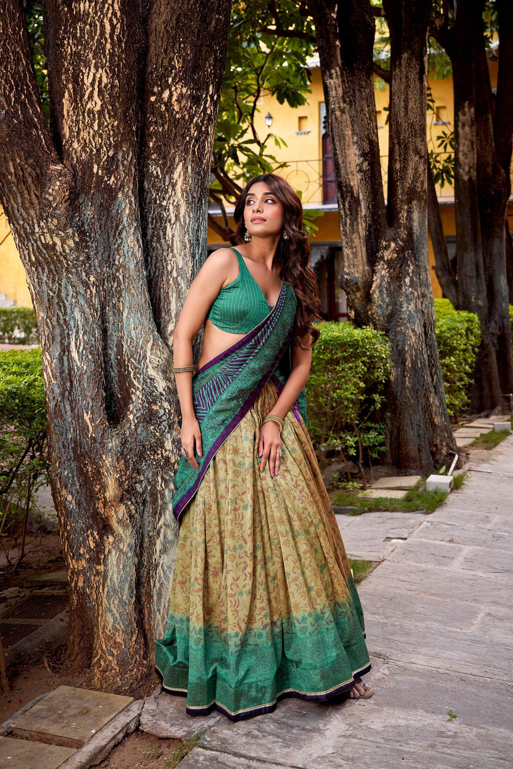 Lorenvalley Fashion Multicolor Vichitra Silk Printed Lehenga Choli with Dupatta - Distacart