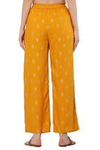 PAVONINE Mustard Color Full Golden Leaf Print Palazzo For Women Pant - Distacart