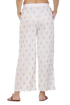 PAVONINE White Color Full Golden Leaf Print Palazzo For Women Pant - Distacart