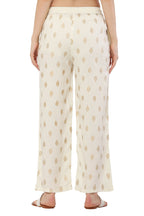 PAVONINE Off White Color Full Golden Leaf Print Palazzo For Women Pant - Distacart