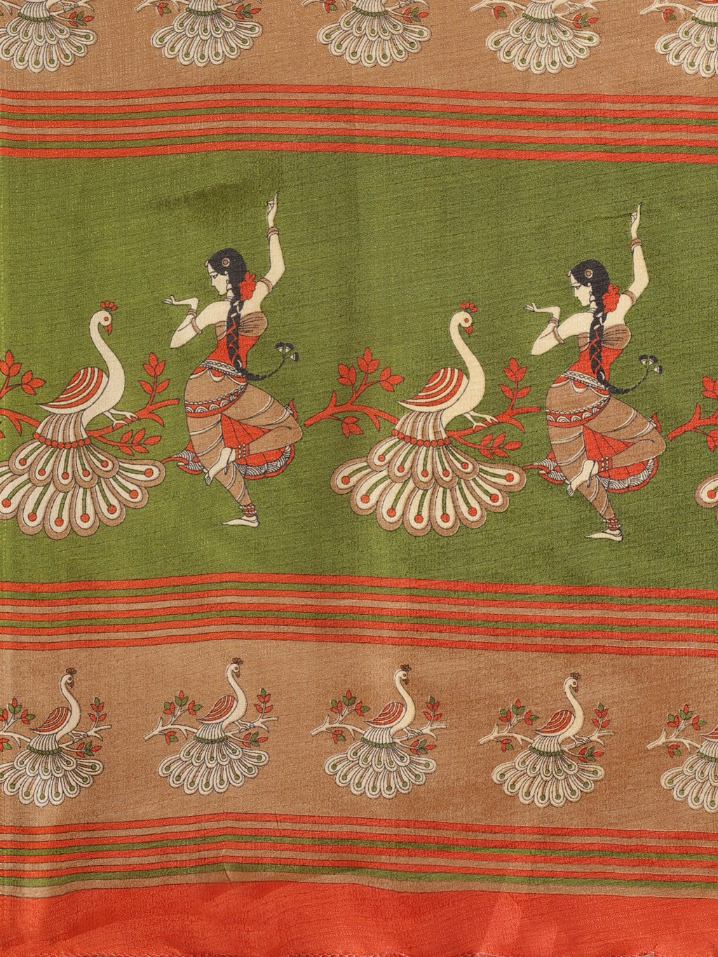 Saree Mall Rust Red & Green Printed Saree - Distacart