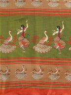 Saree Mall Rust Red & Green Printed Saree - Distacart