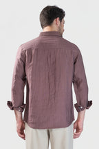Xkind Brown Crush Wrinkled Look Regular Fit Shirt