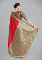 Monjolika Fashion Banarasi Silk Red Color Weaving Designer Saree - Distacart