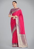 Monjolika Fashion Banarasi Silk Pink Color Weaving Designer Saree - Distacart