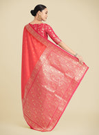 Monjolika Fashion Banarasi Silk Coral Pink Color Weaving Designer Saree - Distacart