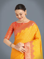 Monjolika Fashion Banarasi Silk Yellow Color Weaving Designer Saree - Distacart