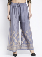 PAVONINE Grey Color Block Side Printed Rayon Fabric Sharara For Women - Distacart