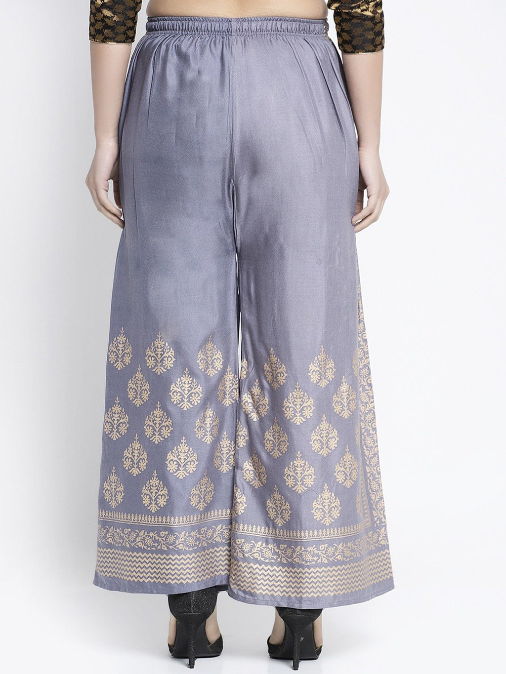 PAVONINE Grey Color Block Side Printed Rayon Fabric Sharara For Women - Distacart