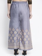 PAVONINE Grey Color Block Side Printed Rayon Fabric Sharara For Women - Distacart