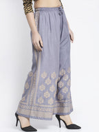 PAVONINE Grey Color Block Side Printed Rayon Fabric Sharara For Women - Distacart
