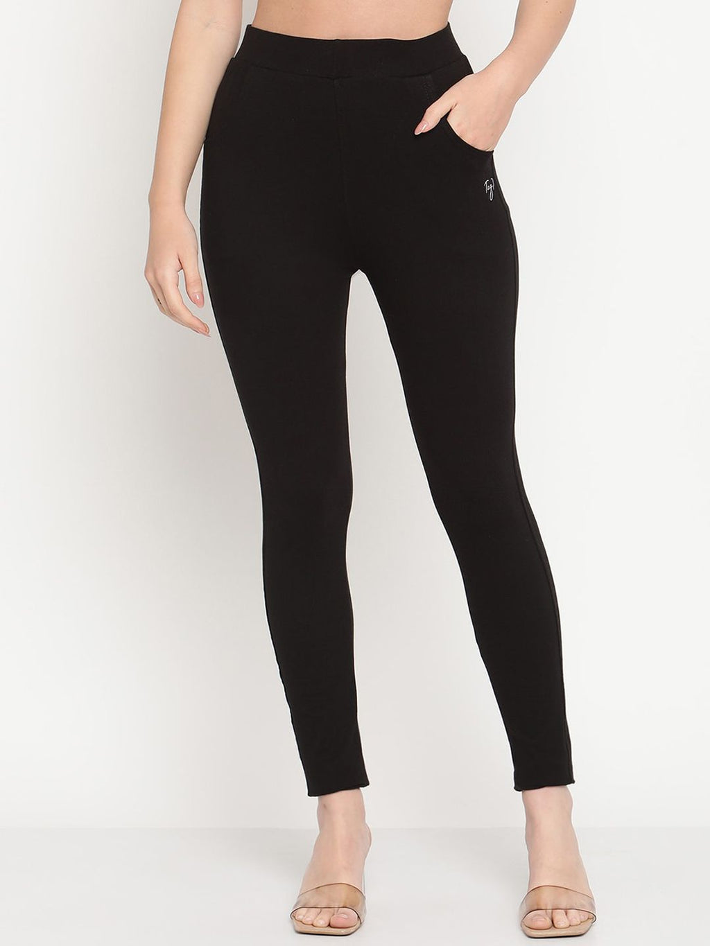 TAG 7 Set Of 2 Black Solid Leggings