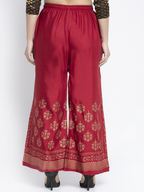 PAVONINE Maroon Color Block Side Printed Rayon Fabric Sharara For Women - Distacart