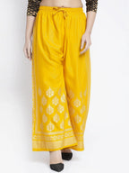 PAVONINE Mustard Color Block Side Printed Rayon Fabric Sharara For Women - Distacart