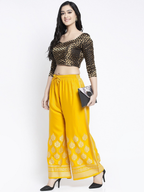 PAVONINE Mustard Color Block Side Printed Rayon Fabric Sharara For Women - Distacart