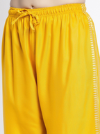 PAVONINE Mustard Color Block Side Printed Rayon Fabric Sharara For Women - Distacart