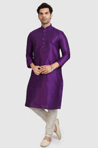 Raivat Ethnic Art Silk Kurta Pajama In Purple Colour - Distacart
