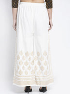 PAVONINE Off-White Color Block Side Printed Rayon Fabric Sharara For Women - Distacart