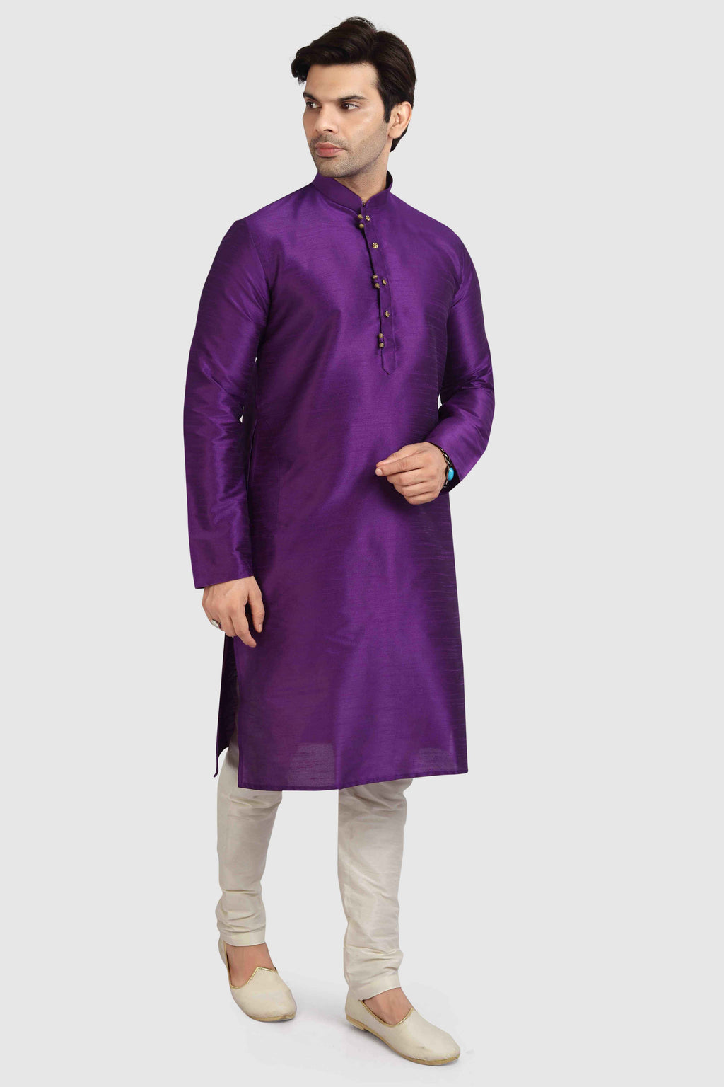 Raivat Ethnic Art Silk Kurta Pajama In Purple Colour - Distacart