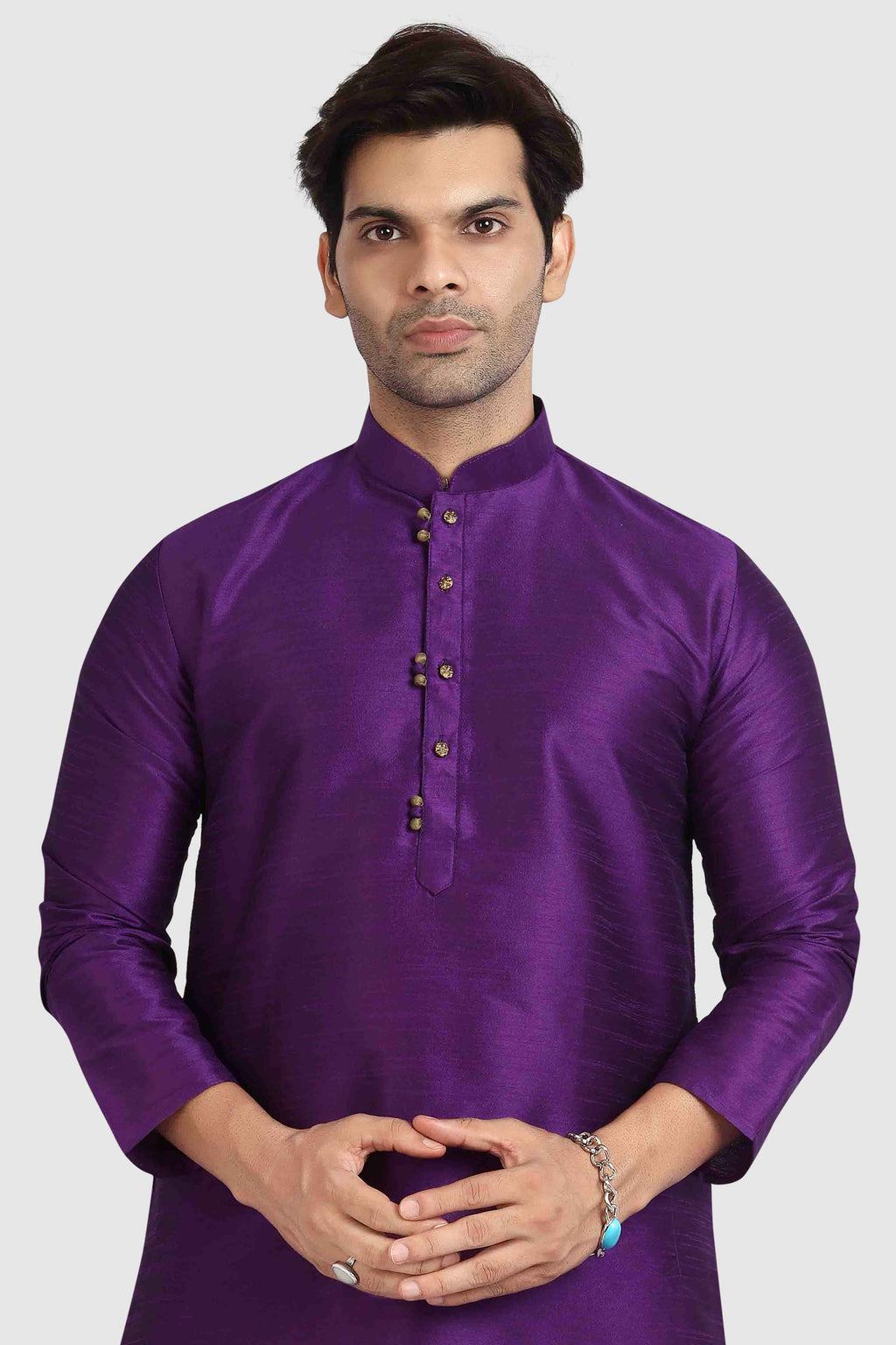 Raivat Ethnic Art Silk Kurta Pajama In Purple Colour - Distacart