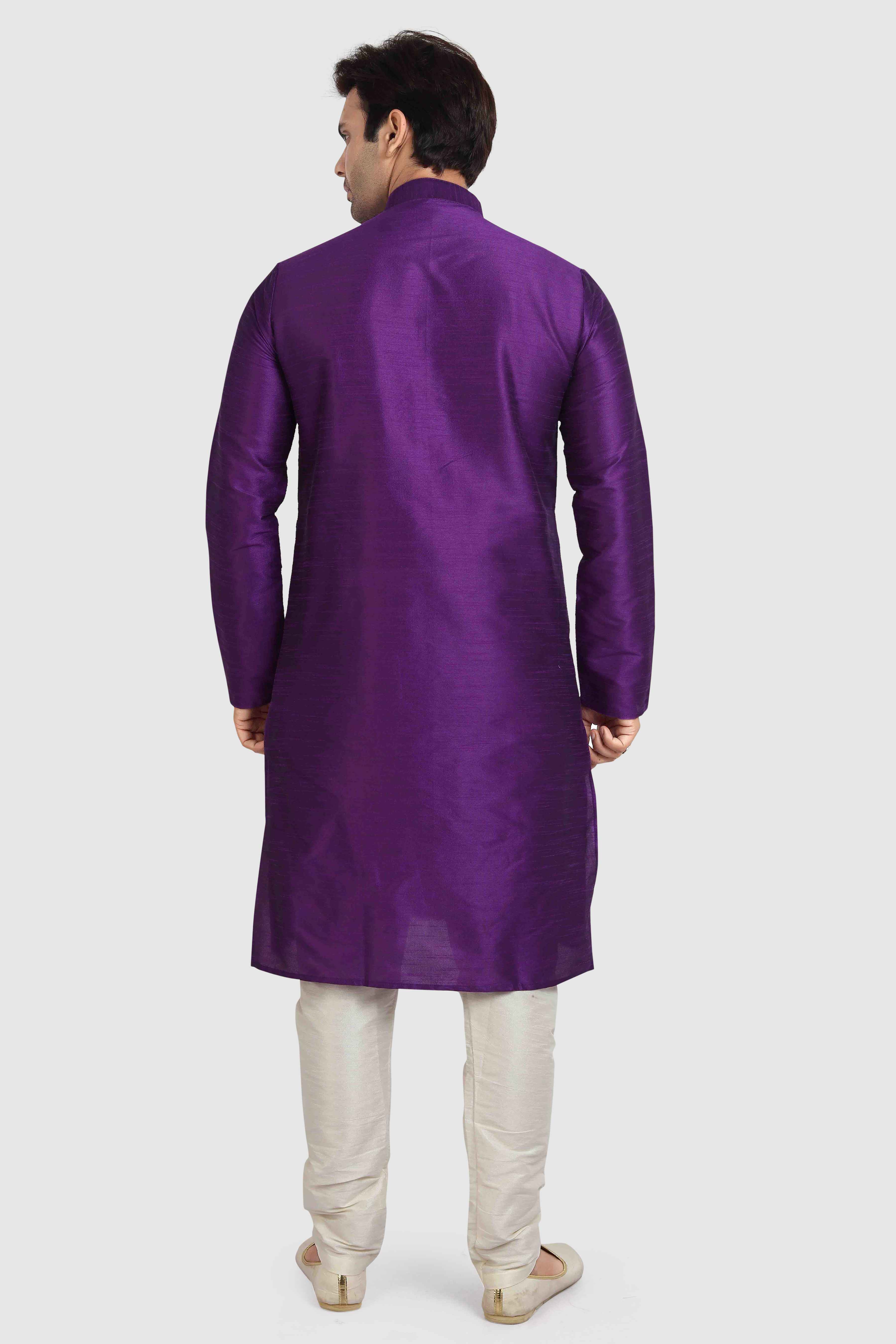 Raivat Ethnic Art Silk Kurta Pajama In Purple Colour - Distacart