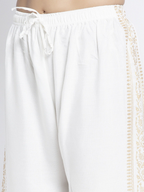 PAVONINE Off-White Color Block Side Printed Rayon Fabric Sharara For Women - Distacart