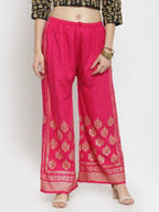 PAVONINE Rani Color Block Side Printed Rayon Fabric Sharara For Women - Distacart
