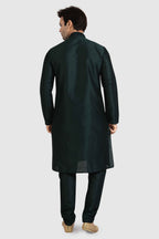 Raivat Ethnic Art Silk Kurta Pajama In Dark Green Colour