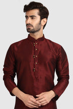 Raivat Ethnic Art Silk Kurta Pajama In Maroon Colour