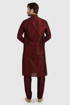 Raivat Ethnic Art Silk Kurta Pajama In Maroon Colour