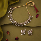 Tehzeeb Creations White Colour Pack of 1 Gold-Polished Choker Necklace Set With Earring For Women & Girls