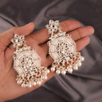 Tehzeeb Creations Fashionable Gold Earrings Studded With Kundan And Pearl - Distacart