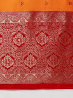 Monjolika Fashion Amber Banarasi Silk Blend SareeWith Traditional & Modern Dulha Dulhan Figure Zari Woven Detailing - Distacart