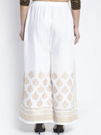 PAVONINE White Color Block Side Printed Rayon Fabric Sharara For Women - Distacart